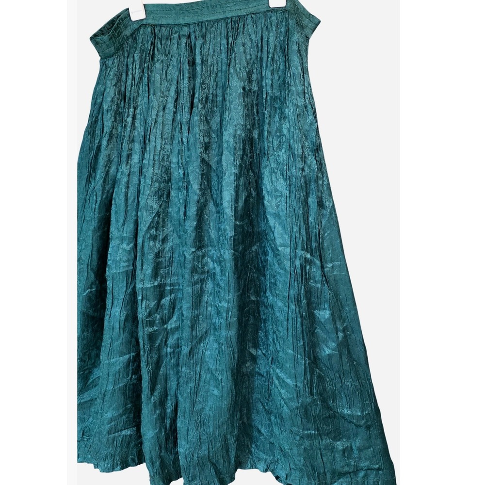 PASTA Teal Crinkle Maxi Skirt Boho Festival Flowy Size Medium - Picture 5 of 8
